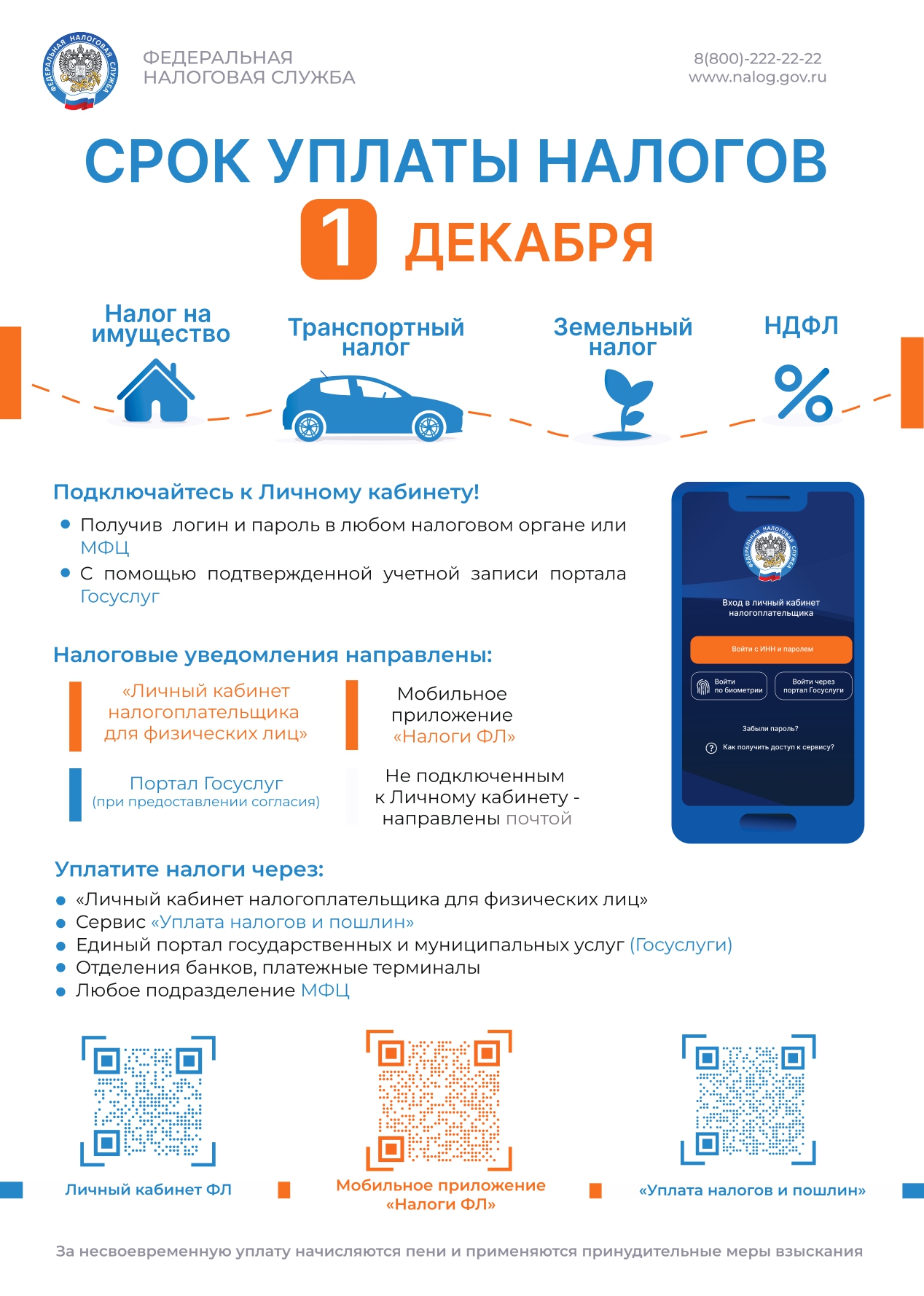 Размещаем агитационные материалы о необходимости уплаты налогов до 1 декабря Размещаем агитационные материалы о необходимости уплаты налогов до 1 декабря.